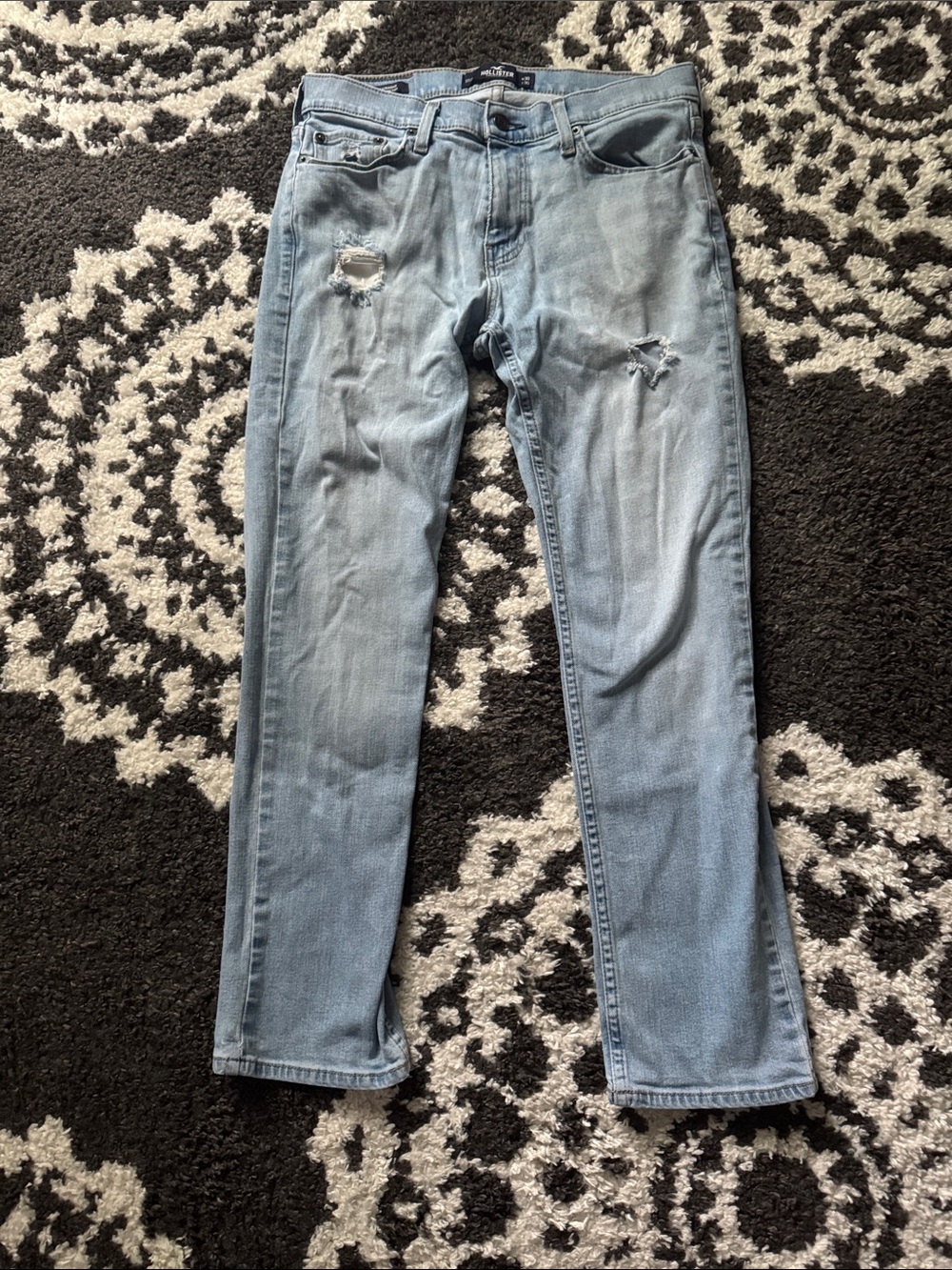 Hollister Light Blue Distressed Men's Jeans Slim straight epic flex Fit 30 x 30
